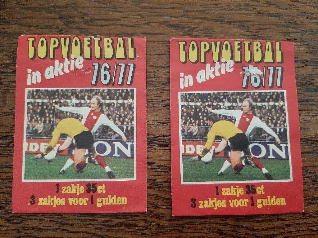2 LEGE zakjes Topvoetbal 76/77 voor album oa Ajax 1976, Gebruikt, Ophalen of Verzenden, X, X