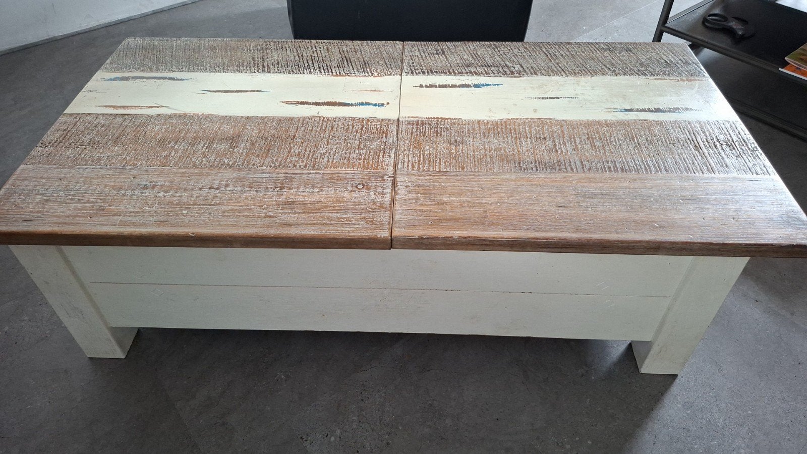 Salontafel met opbergruimte, wit en hout, Ophalen of Verzenden