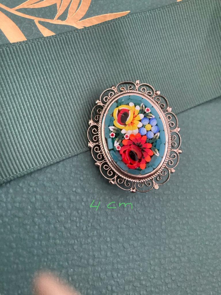 🌿”VINTAGE BLOEMEN MICRO MOZAÏEK BROCHE”MILLE FIORI”🌿, Verzenden