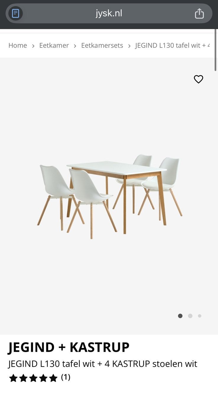 Jysk tafel set wit, Ophalen, Zo goed als nieuw