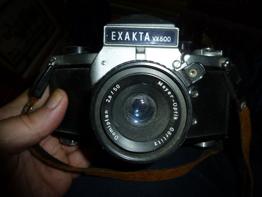 vintage 60ies exacta camera + parallax cap viewer meyer pr.l, Audio, Tv en Foto, Fotocamera's Analoog, Spiegelreflex, Overige Merken