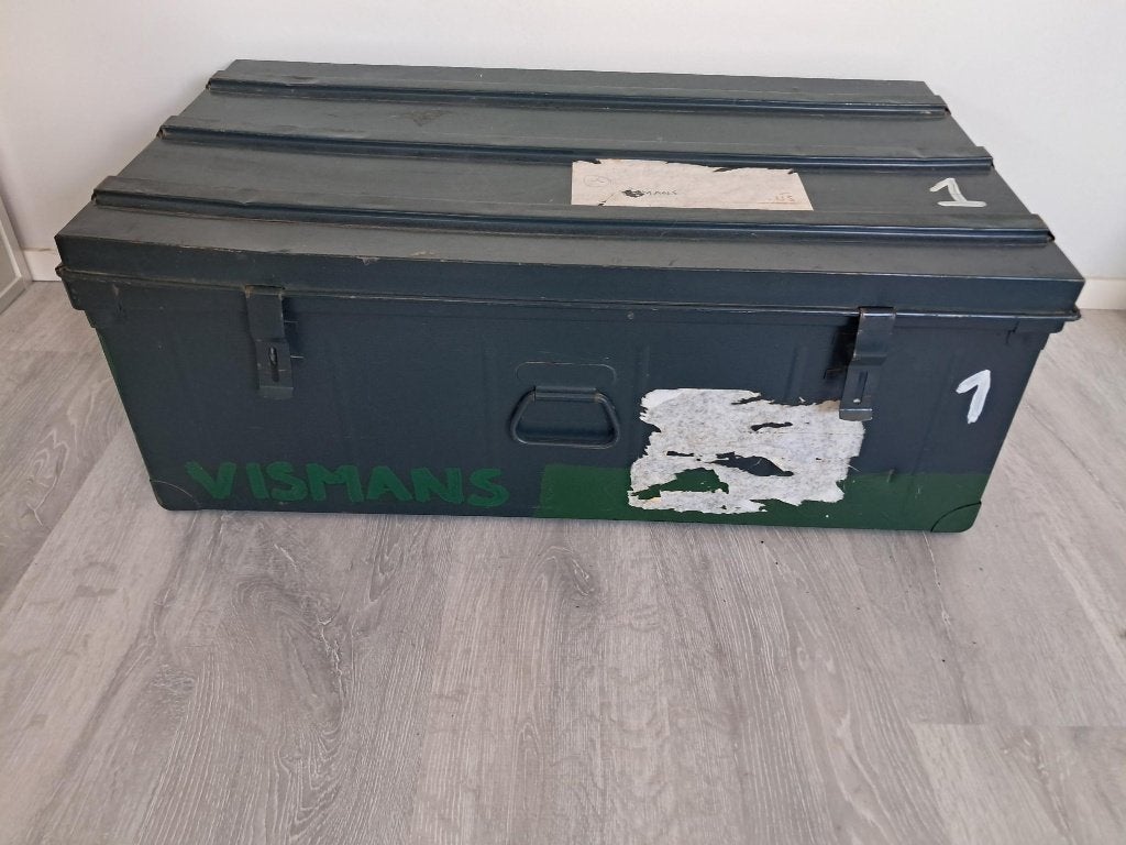 vintage metalen legerkist groen, Ophalen