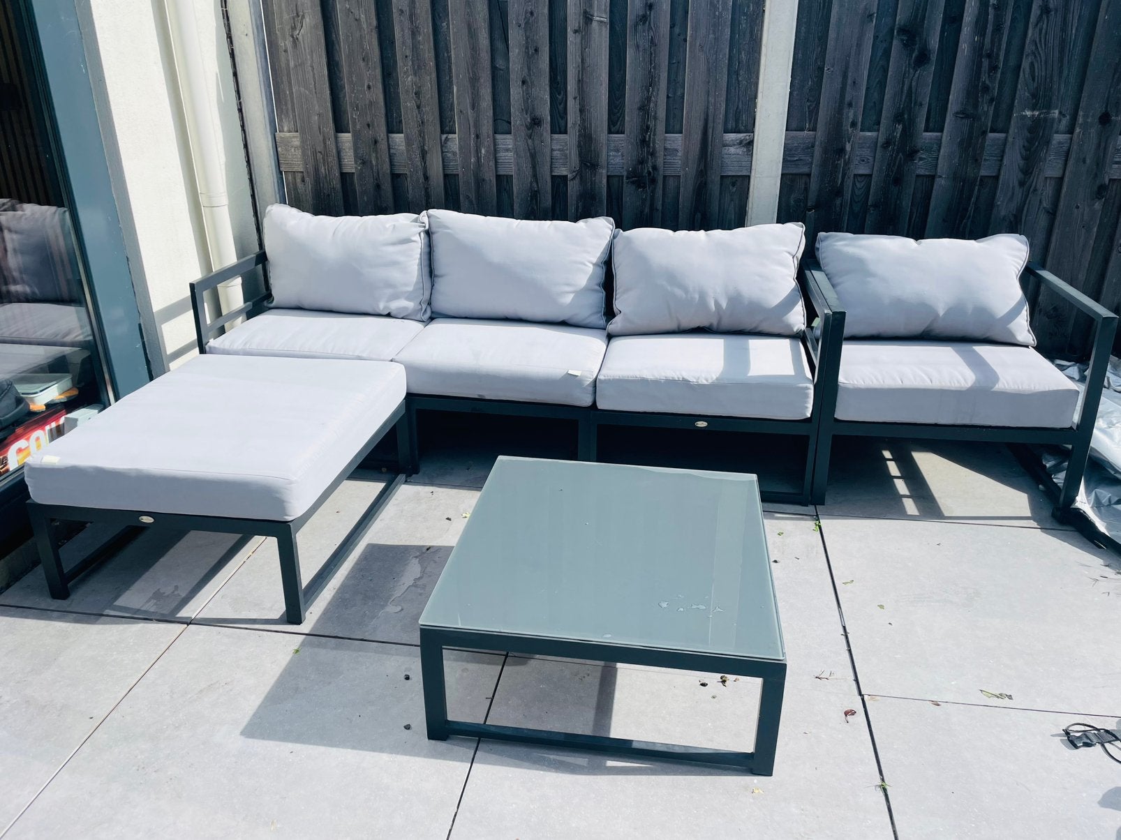 Loungebank tuin, Tuin en Terras, Tuinsets en Loungesets, Ophalen, 4 zitplaatsen, Gebruikt, Aluminium