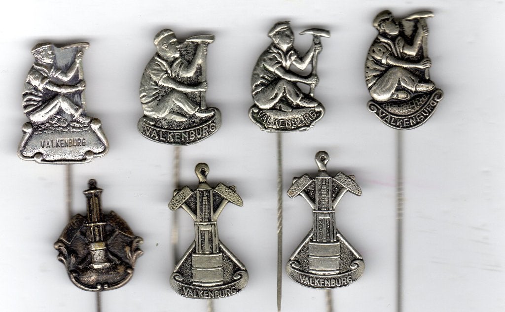7 speldjes MIJNWERKER MIJNLAMP HAMER EN BIJTEL VALKENBURG A4, Verzamelen, Ophalen of Verzenden, Gebruikt, Overige onderwerpen