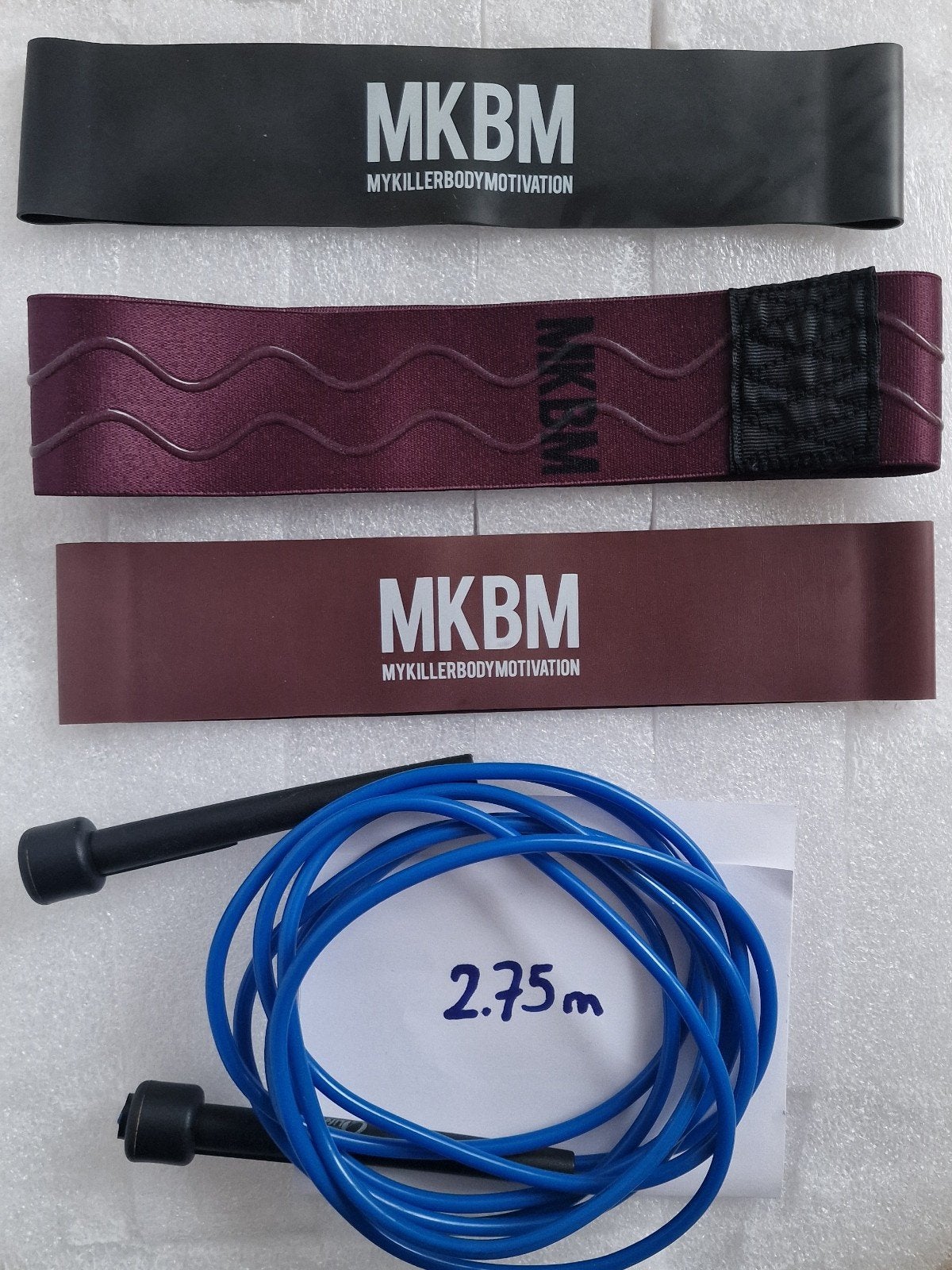 Weerstandsbanden set MKBM & Springtouw 2.75m, Sport en Fitness, Fitnessmaterialen, Ophalen, Zo goed als nieuw, Benen, Weerstandband
