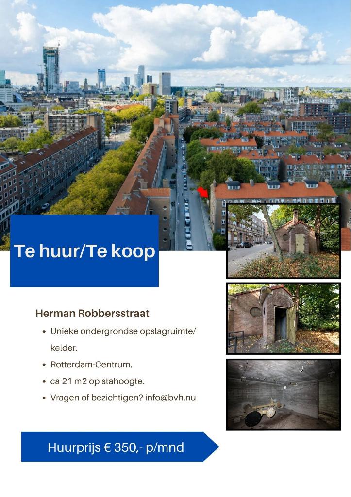 Te huur/te koop Ondergrondse Opslagruimte Rotterdam-Centrum., Ophalen of Verzenden, Van herk, Info@bvh.nu, C.G. Roosweg, Krimpen aan de Lek