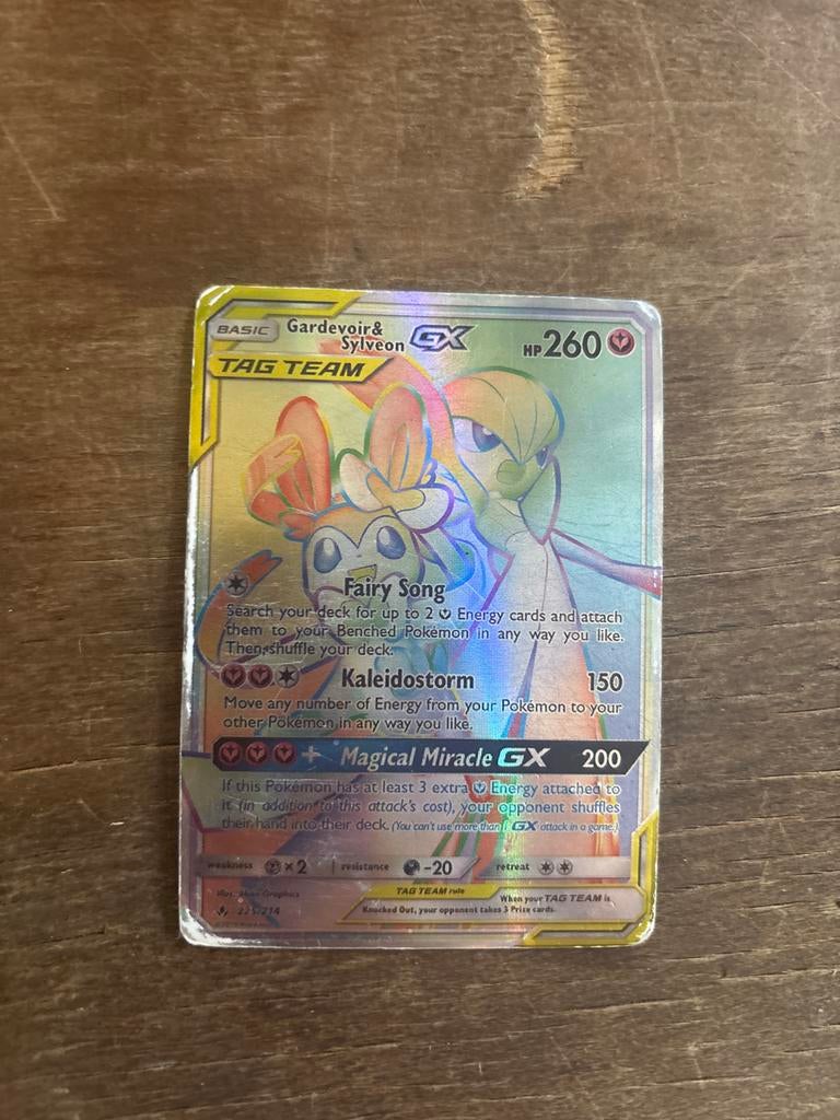 Gardevoir & Sylveon GX Rainbow Rare Pokémon Kaart, Verzenden, Gebruikt, Losse kaart, Foil