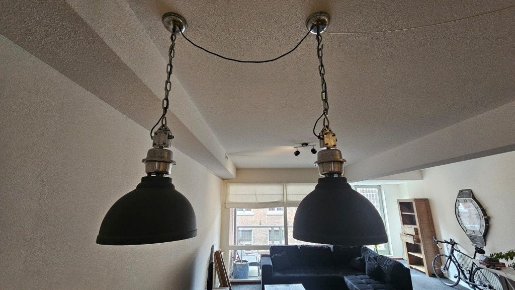 2x Industriële hanglampen, Ophalen, Gebruikt, Industrieel, Minder dan 50 cm