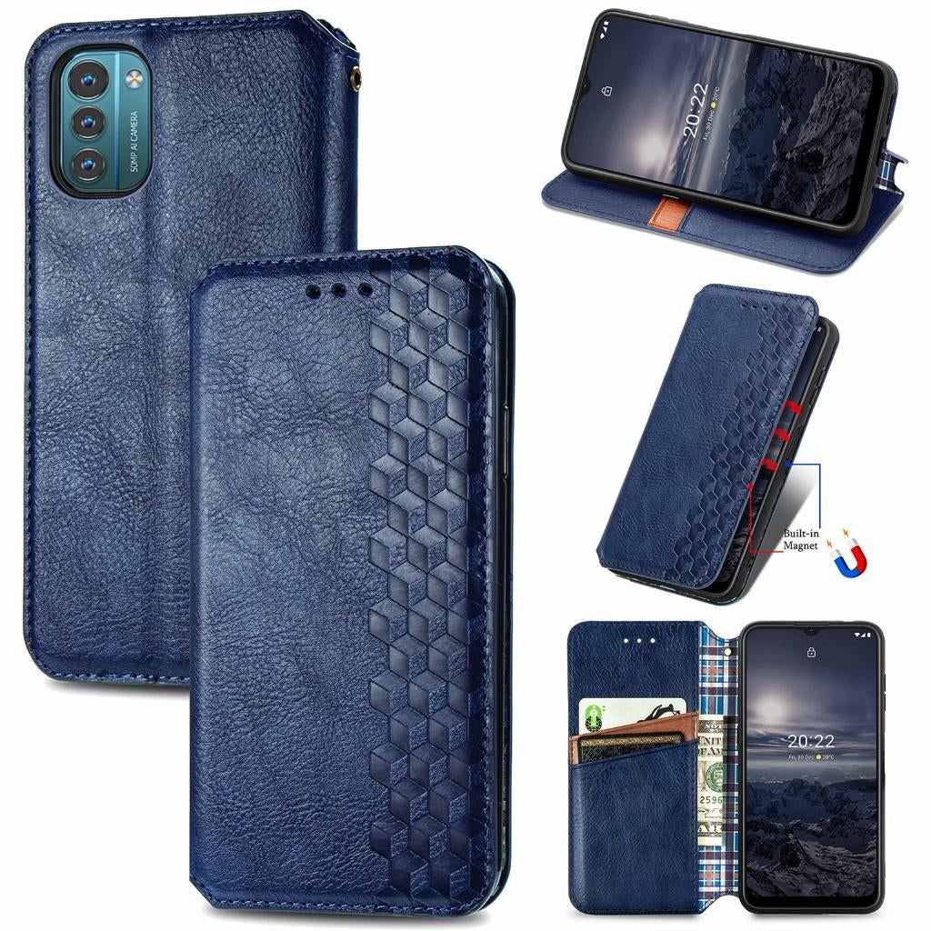 Luxe PU Lederen Wallet Case Set voor Nokia G21 / G11 _ Blauw, Verzenden, Nieuw, Hoesje of Tasje