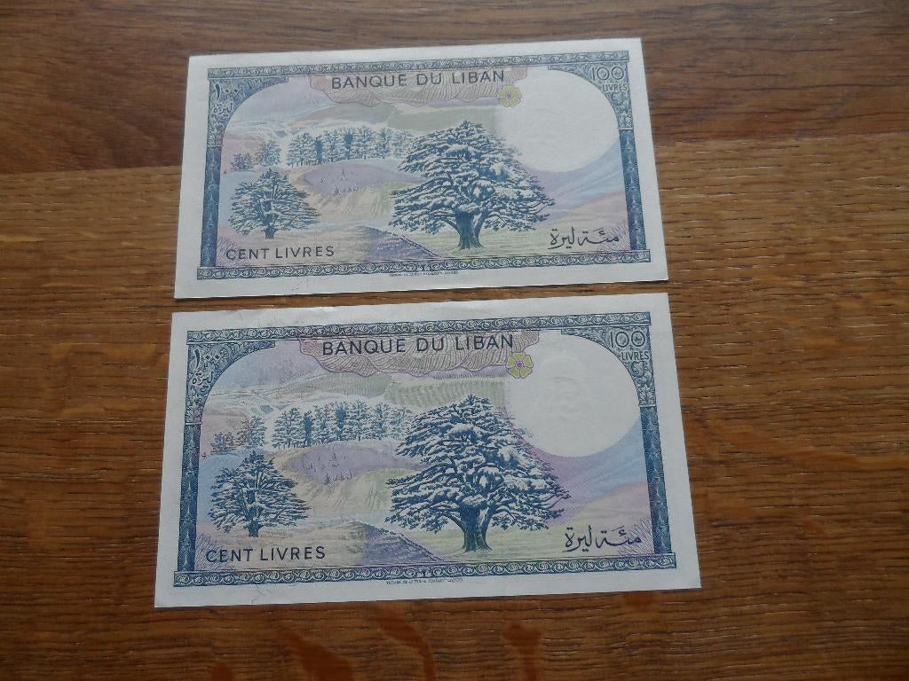 Libanon, 2 biljetten 100 livres, Ophalen of Verzenden, Midden-Oosten