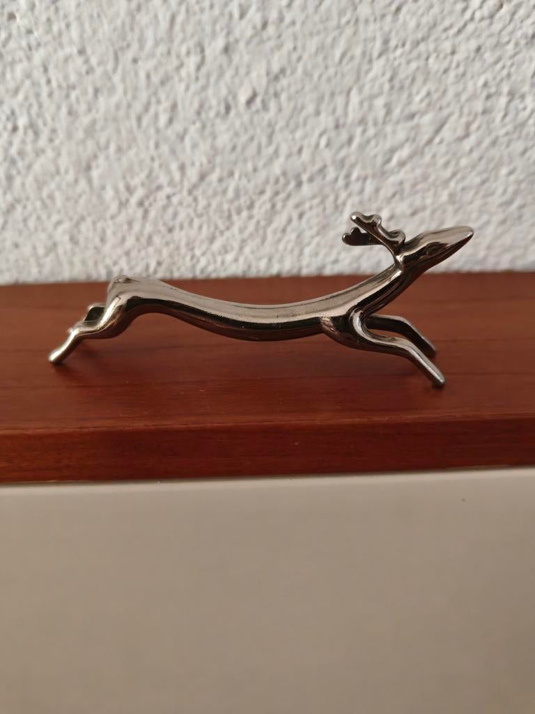 Zinklegering hert, rust vork, mes lepelhouder, Ophalen of Verzenden, Zo goed als nieuw, Rvs of Chroom