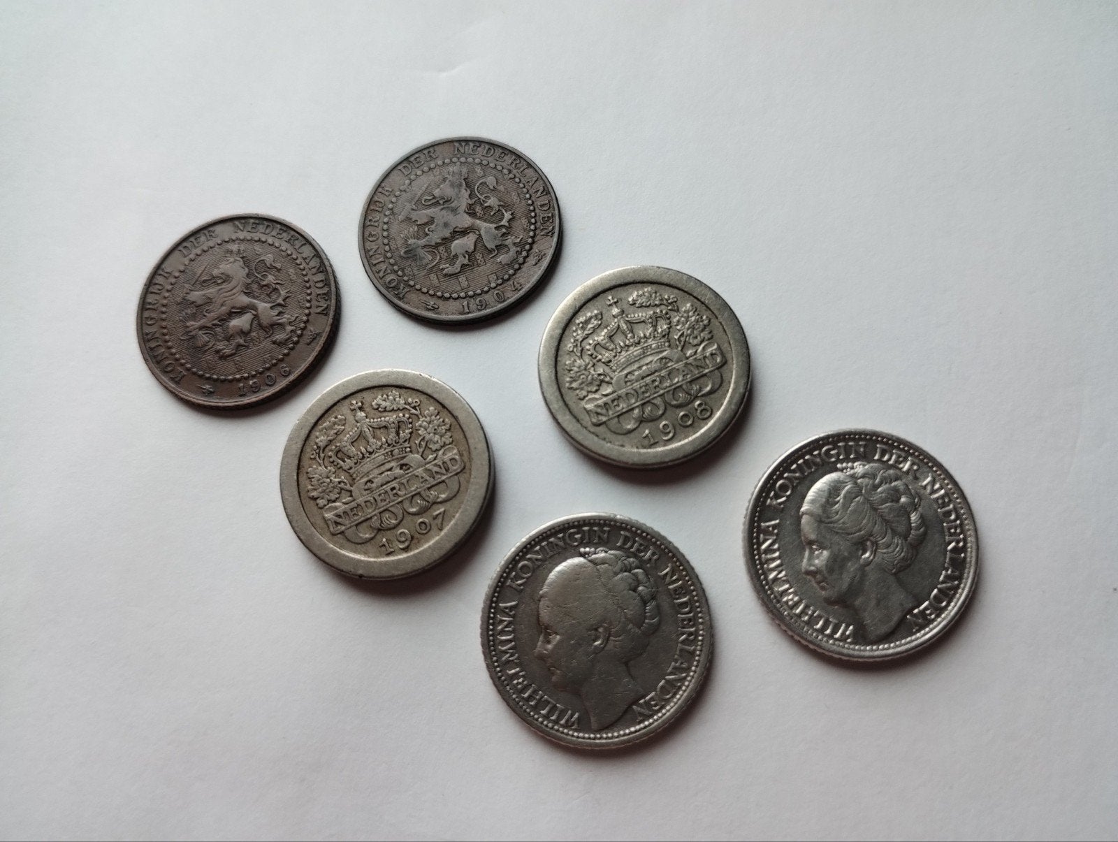Enkele munten Wilhelmina waaronder zilver, Verzenden, Koningin Wilhelmina, 25 cent