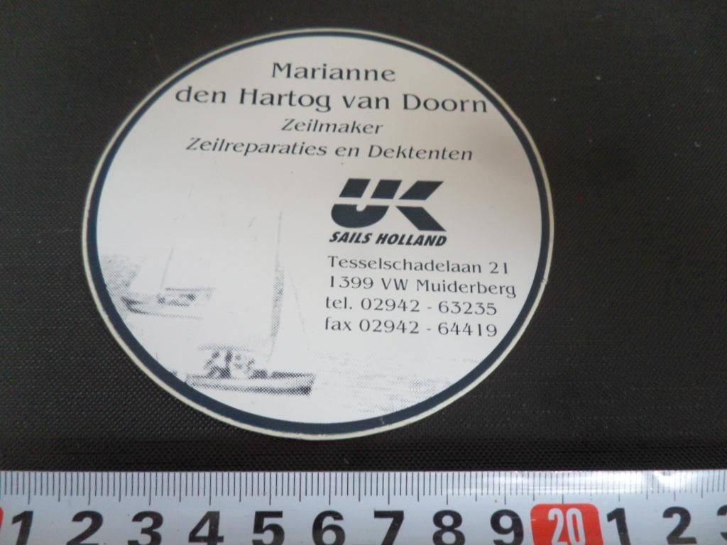 sticker Muiderberg Marianne den Hartog van Doorn Zeilmaker *, Ophalen, Zo goed als nieuw