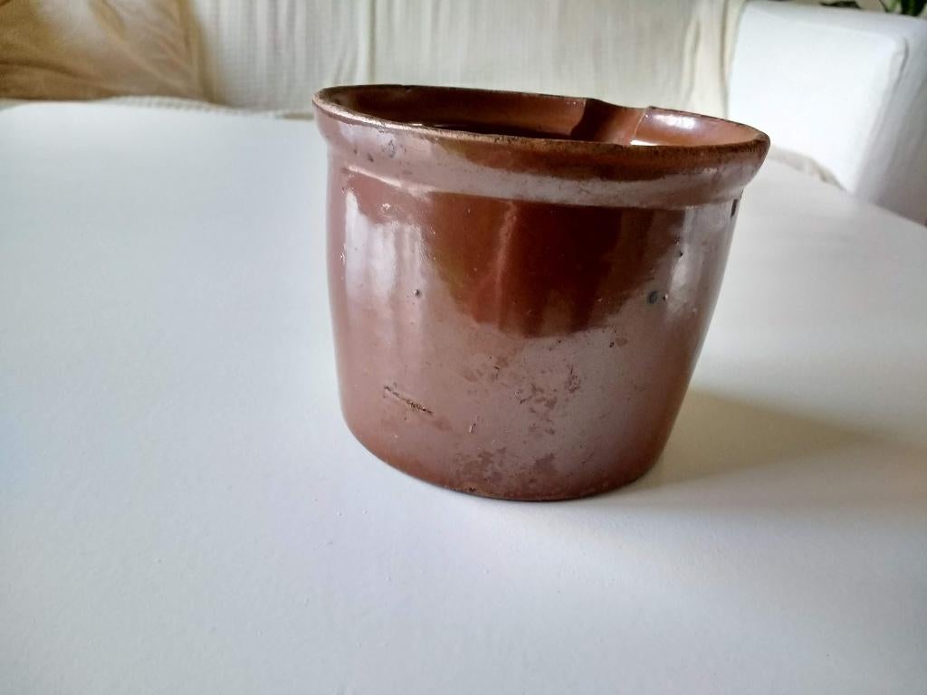 Originele bruine Keulse pot 11 cm doorsnee 10 cm hoog, Ophalen of Verzenden