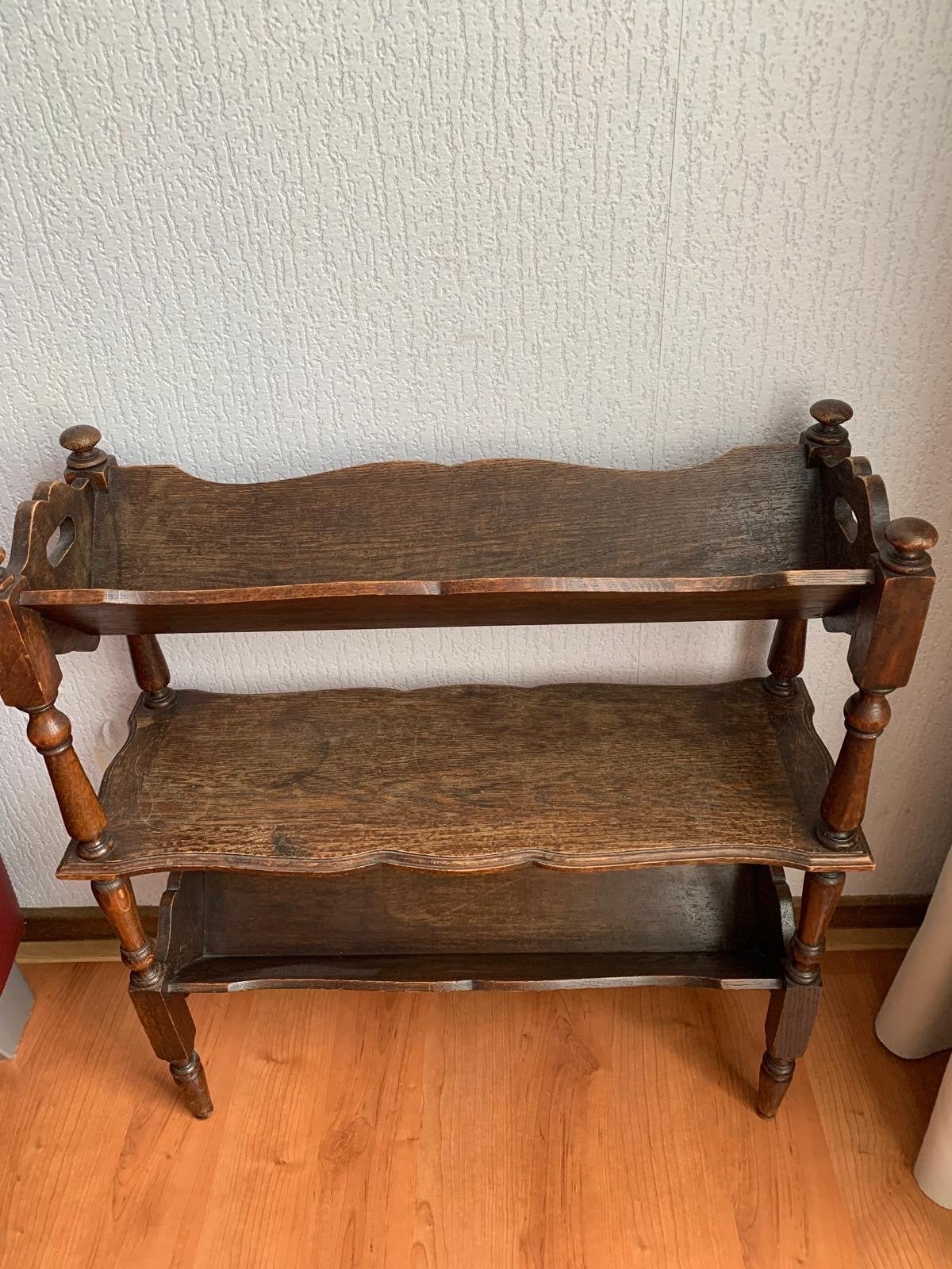 Vintage houten krantenrek jaren 50 met 3 planken, Ophalen