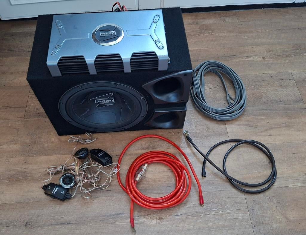 Complete Axton Car Audio Set - 4-Kanaals versterker & sub, Auto diversen, Autoradio's, Ophalen, Gebruikt