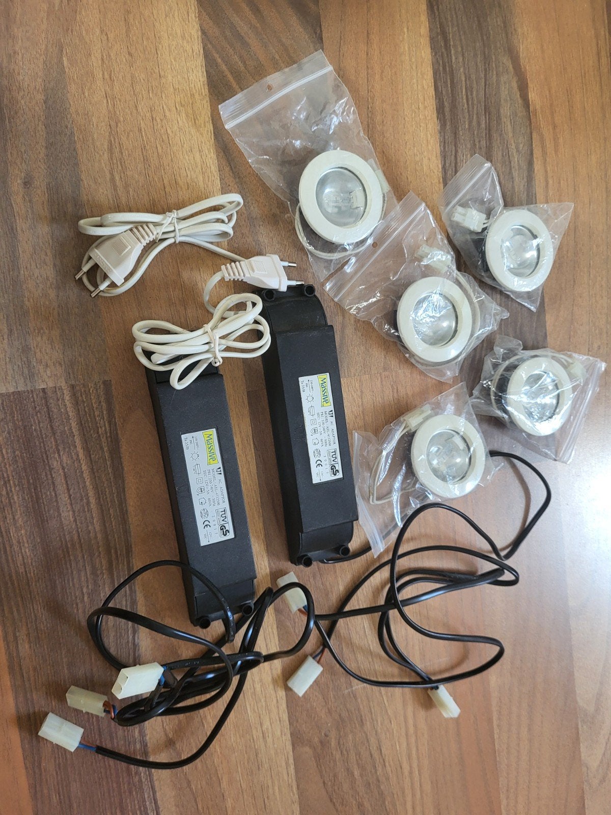 Set van 5 inbouwspots met 2 Massive omvormers, Halogeen, Gebruikt, GU5.3, Ophalen of Verzenden