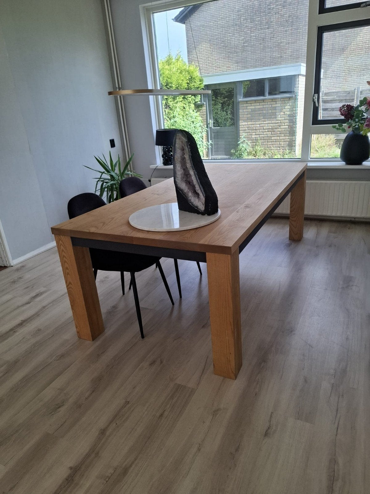 Robuuste eikenhouten eettafel voor 6 personen, Huis en Inrichting, Tafels | Eettafels, Ophalen, Gebruikt, 100 tot 150 cm, Eikenhout