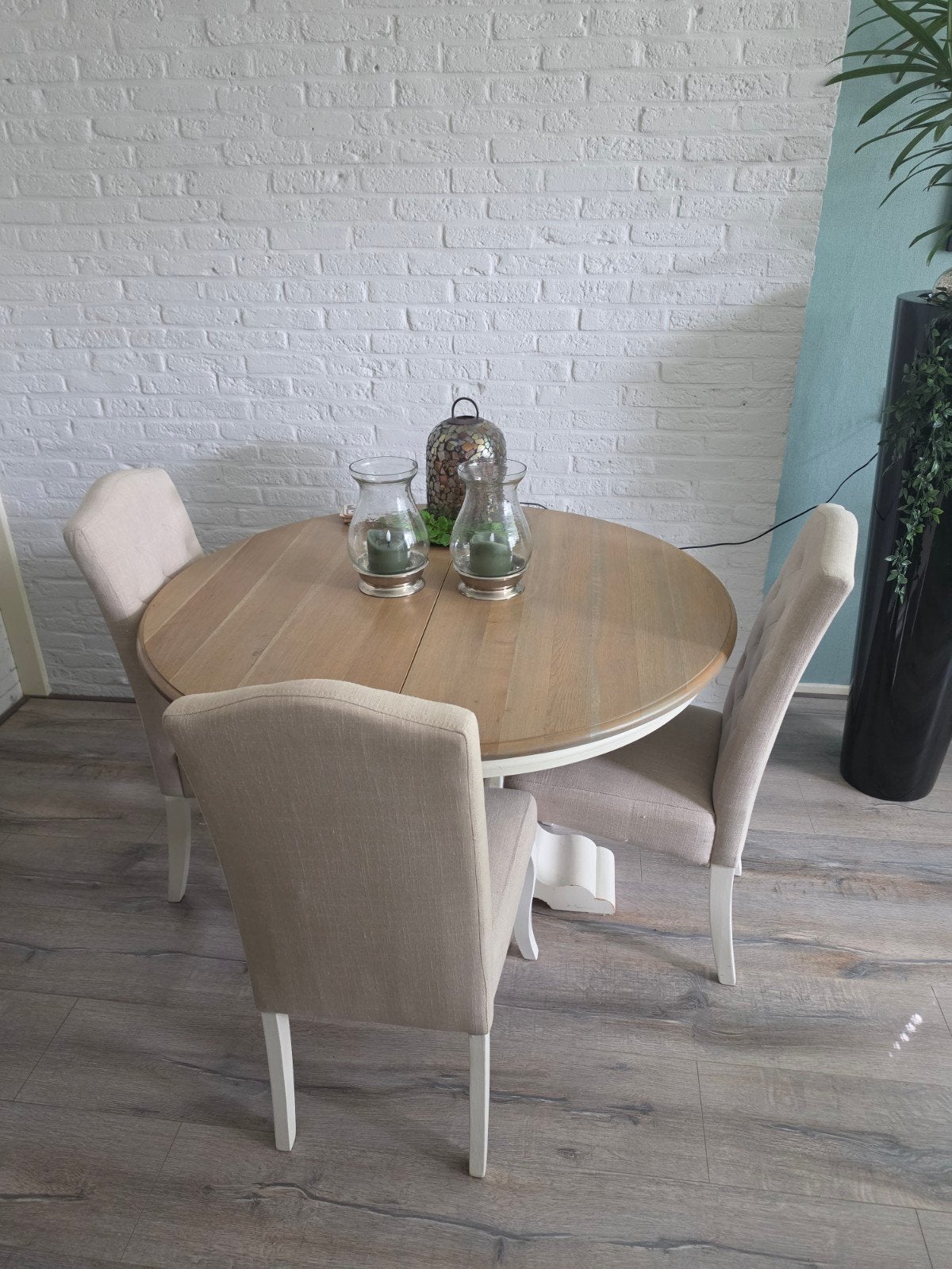 Eettafel met 3 stoelen - tafel los of als set te koop, Ophalen, Gebruikt, Minder dan 4 stoelen
