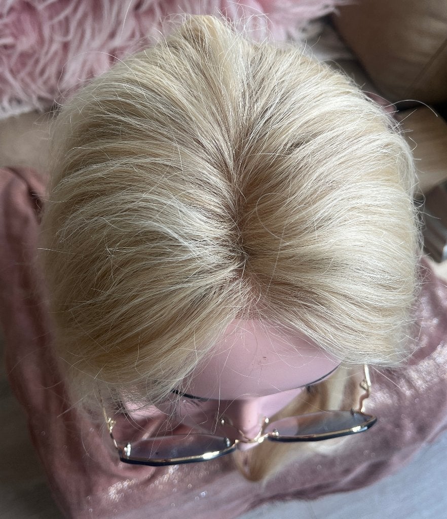 haartopper human- hair blond, Ophalen of Verzenden, Zo goed als nieuw, Pruik of Haarverlenging