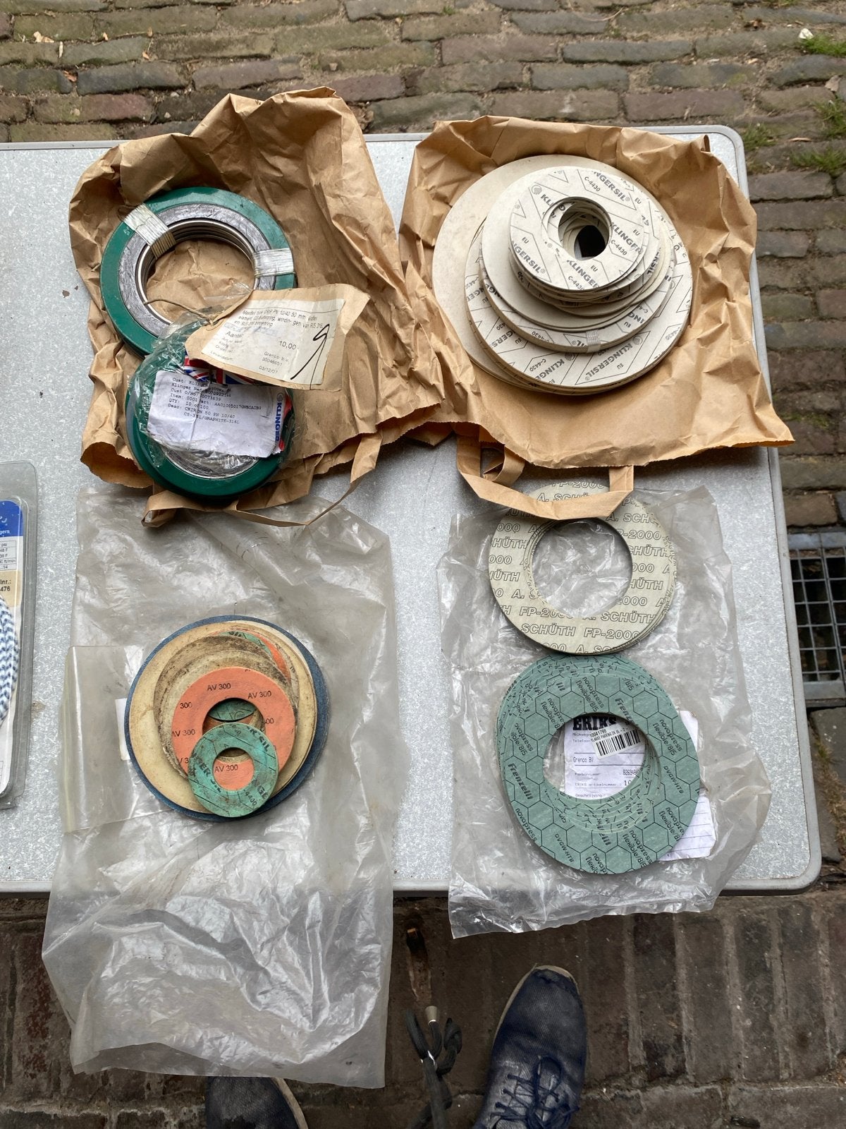 Diverse flenspakkingen: Mariflex, Klinger, Novopress, Schuth, Ophalen, Nieuw