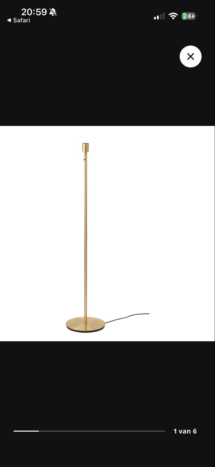 Ikea Lersta Vloerlamp - Goudkleurig, Huis en Inrichting, Lampen | Vloerlampen, Ophalen, E27 (groot), Zo goed als nieuw, Metaal
