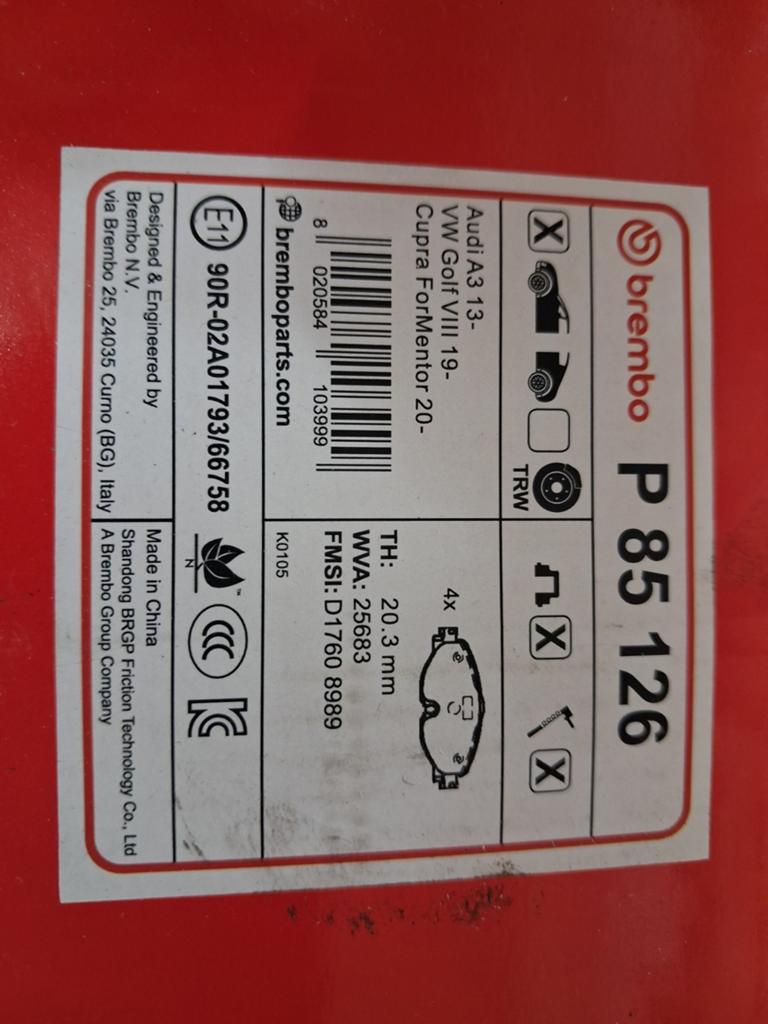 Brembo remblokken golf 8 audi a3 cupra formentor, Ophalen of Verzenden, Nieuw, Audi
