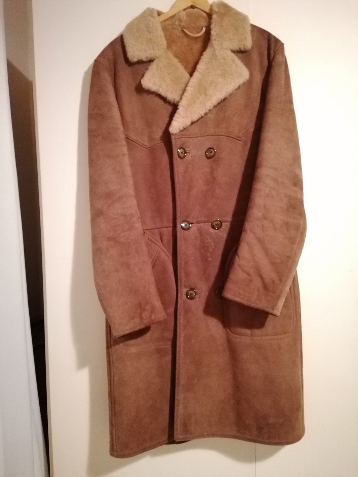 Vintage lammy coat / leren jas maat 48, Ophalen of Verzenden, Maat 48/50 (M), Bruin