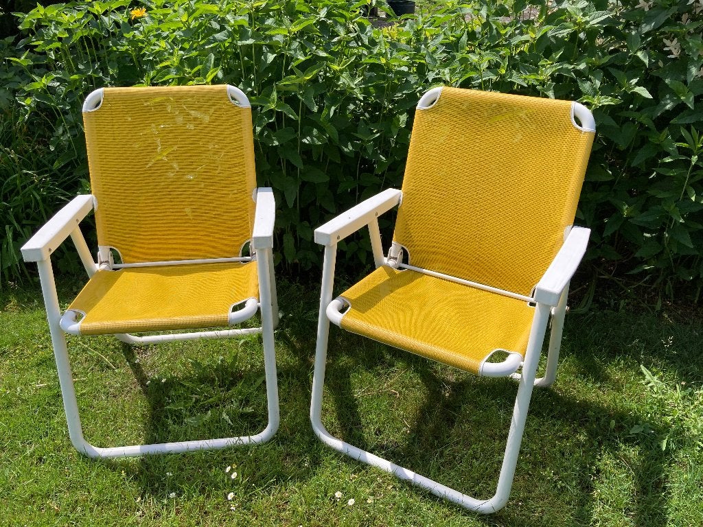 Twee lichtgewicht klapstoelen, Ophalen, Gebruikt