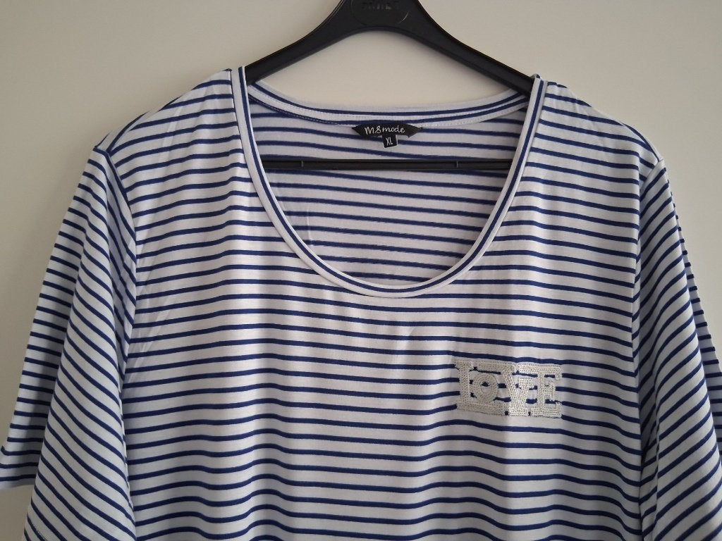 Blauw-wit t shirt maat XL, Blauw, Maat 46/48 (XL) of groter, Nieuw, Ophalen of Verzenden