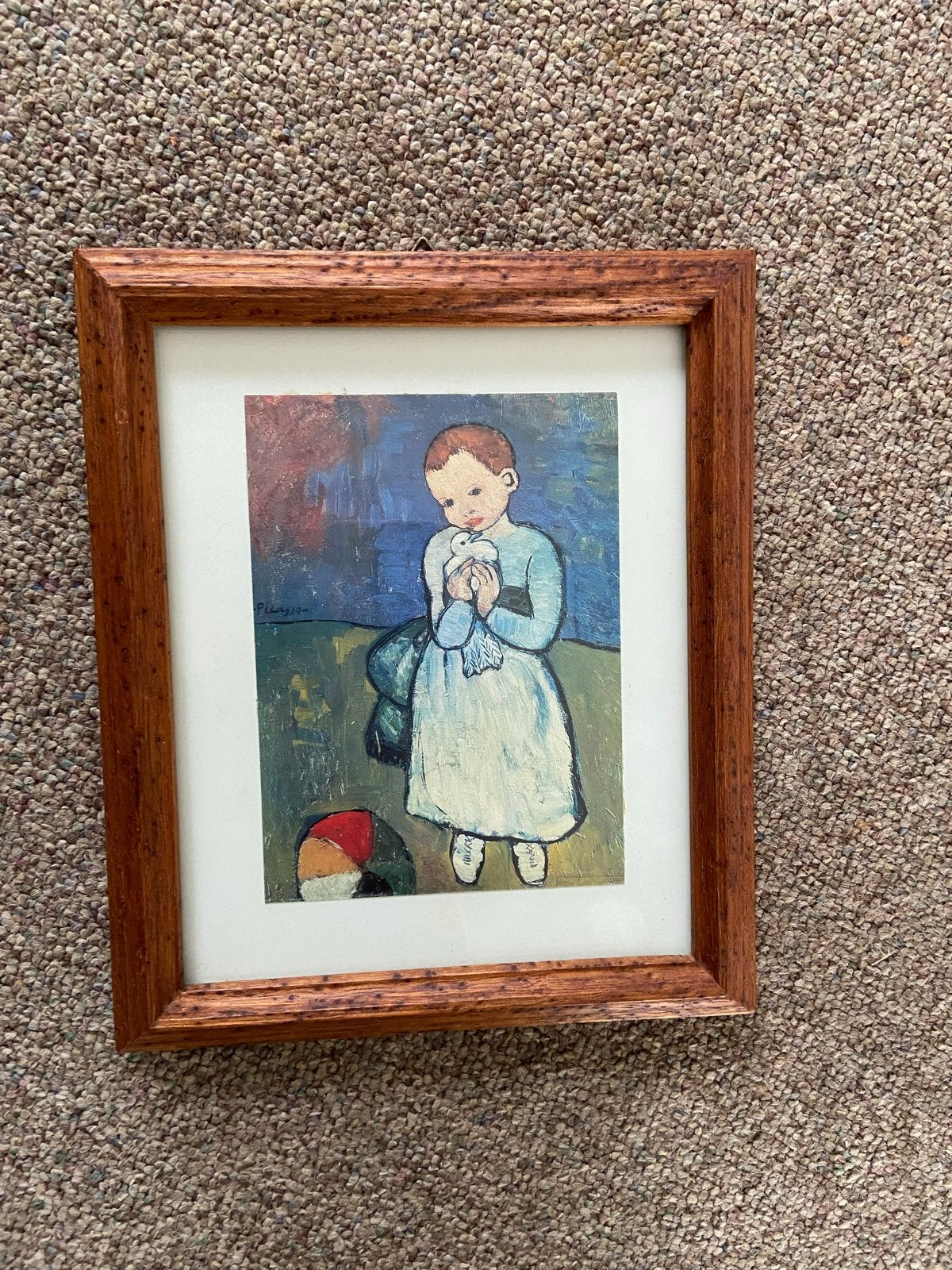 Ingelijste reproductie van Picasso's 'Kind met Duif', Portret of Personen, Ophalen of Verzenden, Klassiek, Print