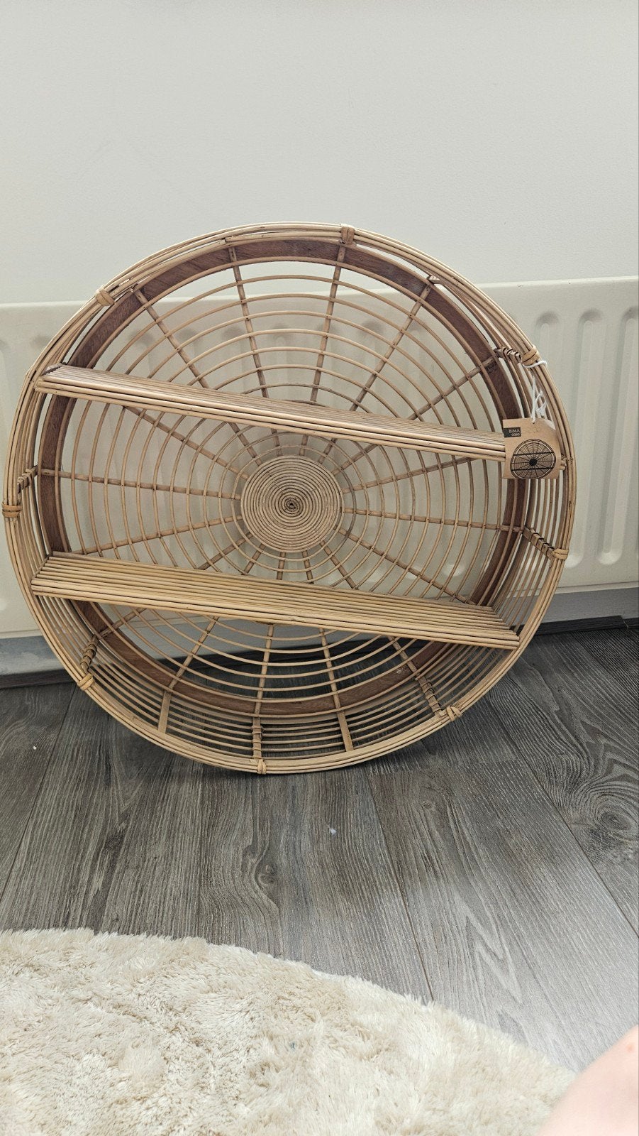 Ronde rotan wandplank met 2 schappen, Huis en Inrichting, Woonaccessoires | Wandplanken en Boekenplanken, Ophalen, Zo goed als nieuw