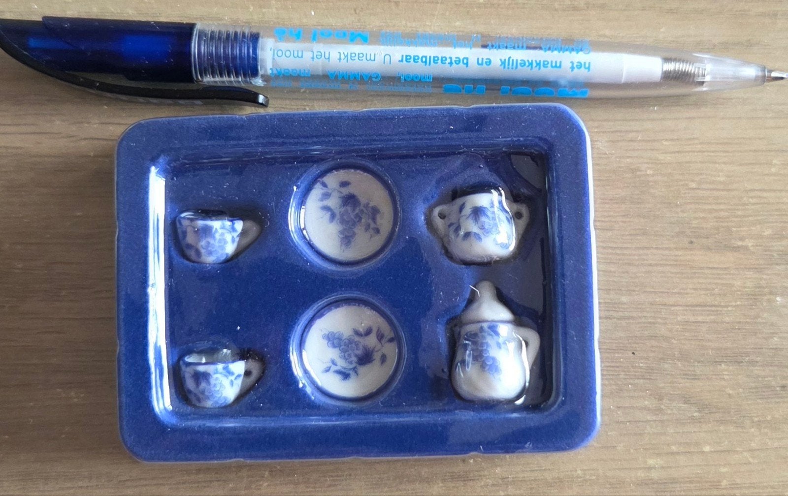 Miniatuur Delfts Blauw theeserviesje, Antiek en Kunst, Ophalen of Verzenden