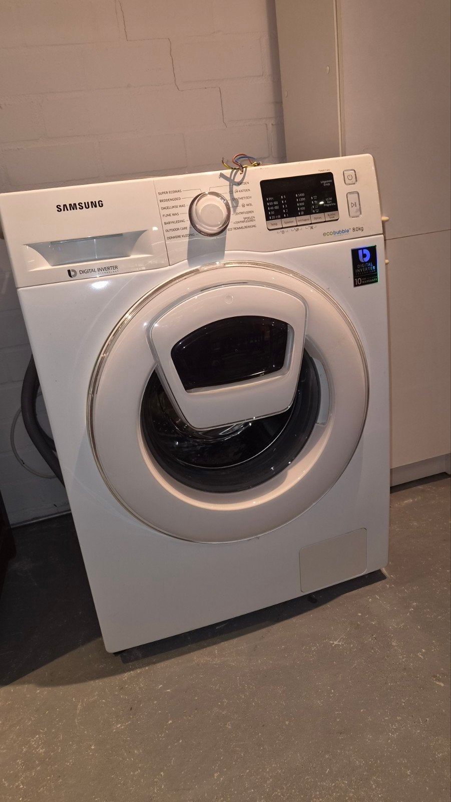 Samsung EcoBubble 8 kg wasmachine., 6 tot 8 kg, Ophalen, 1200 tot 1600 toeren, 85 tot 90 cm