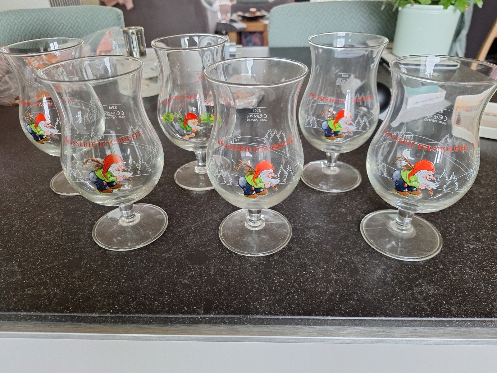 7 chouffe glazen 33 cl, Ophalen of Verzenden, Zo goed als nieuw, Glas of Glazen, Overige merken