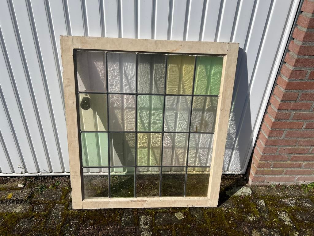 Glas in lood raam, Doe-het-zelf en Verbouw, Kozijnen en Schuifpuien, 75 tot 150 cm, Gebruikt, Raamkozijn, Ophalen of Verzenden