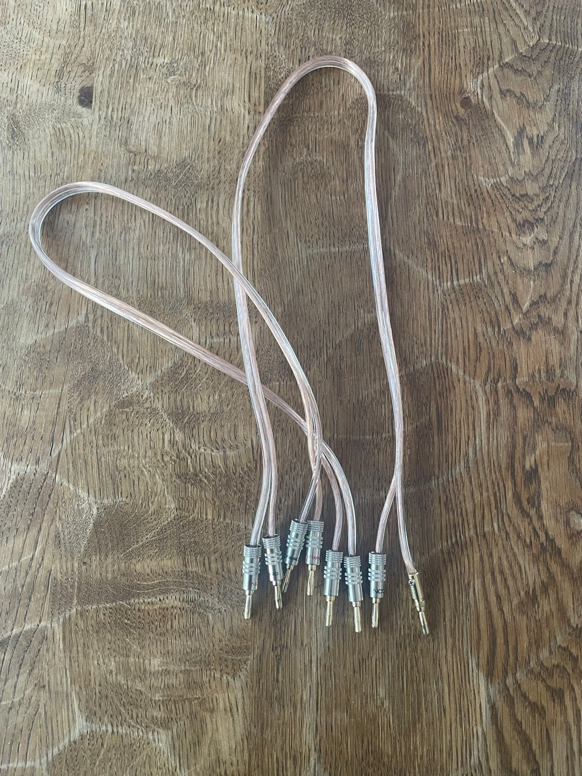 Luidsprekerkabels met banaanstekkers, Ophalen of Verzenden, Gebruikt, Minder dan 2 meter, Luidsprekerkabel