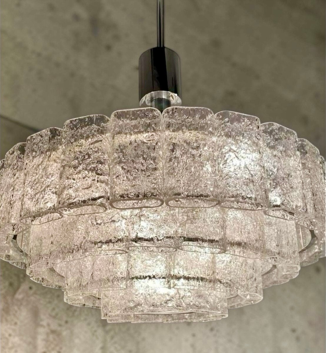 Prachtige vintage Doria ijsglazen lamp, Ophalen of Verzenden, Zo goed als nieuw, Glas, Vintage design retro mid century regency