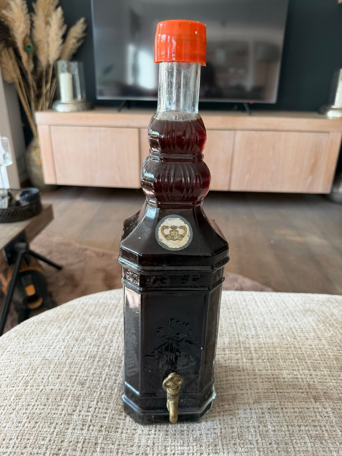 Vintage Spaanse wijnfles met kraantje - 2 liter, Ophalen of Verzenden