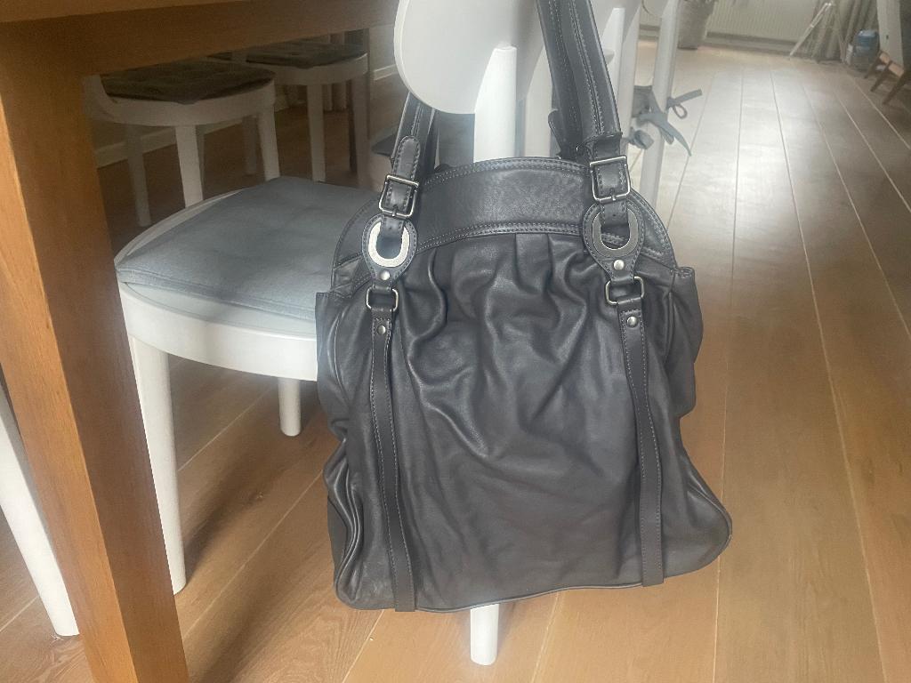 Mooie grijs leren shopper van Turnover, Verzenden, Nieuw, Grijs, Shopper