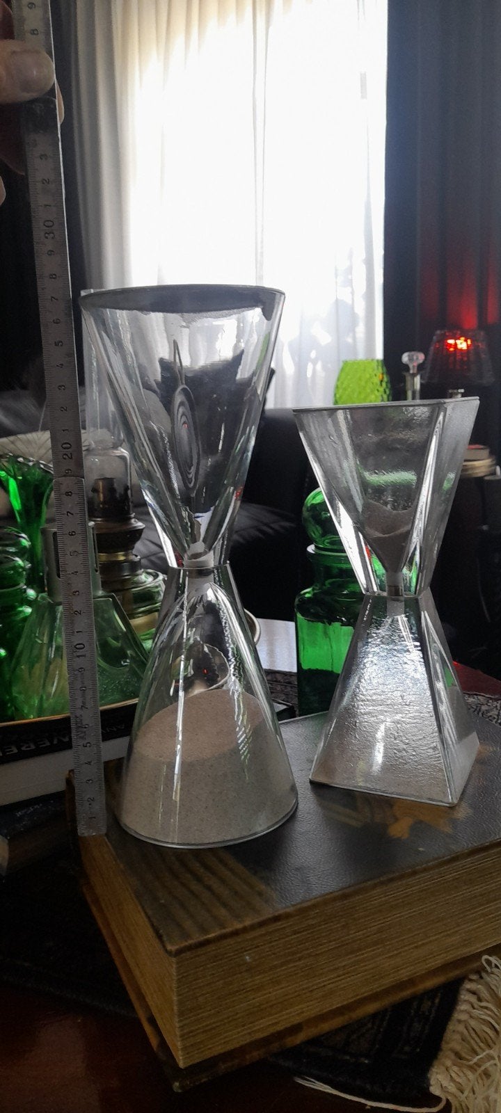Zware handgeblazen XL zandlopers (Ruim 2 kg), Huis en Inrichting, Ophalen of Verzenden, Zo goed als nieuw