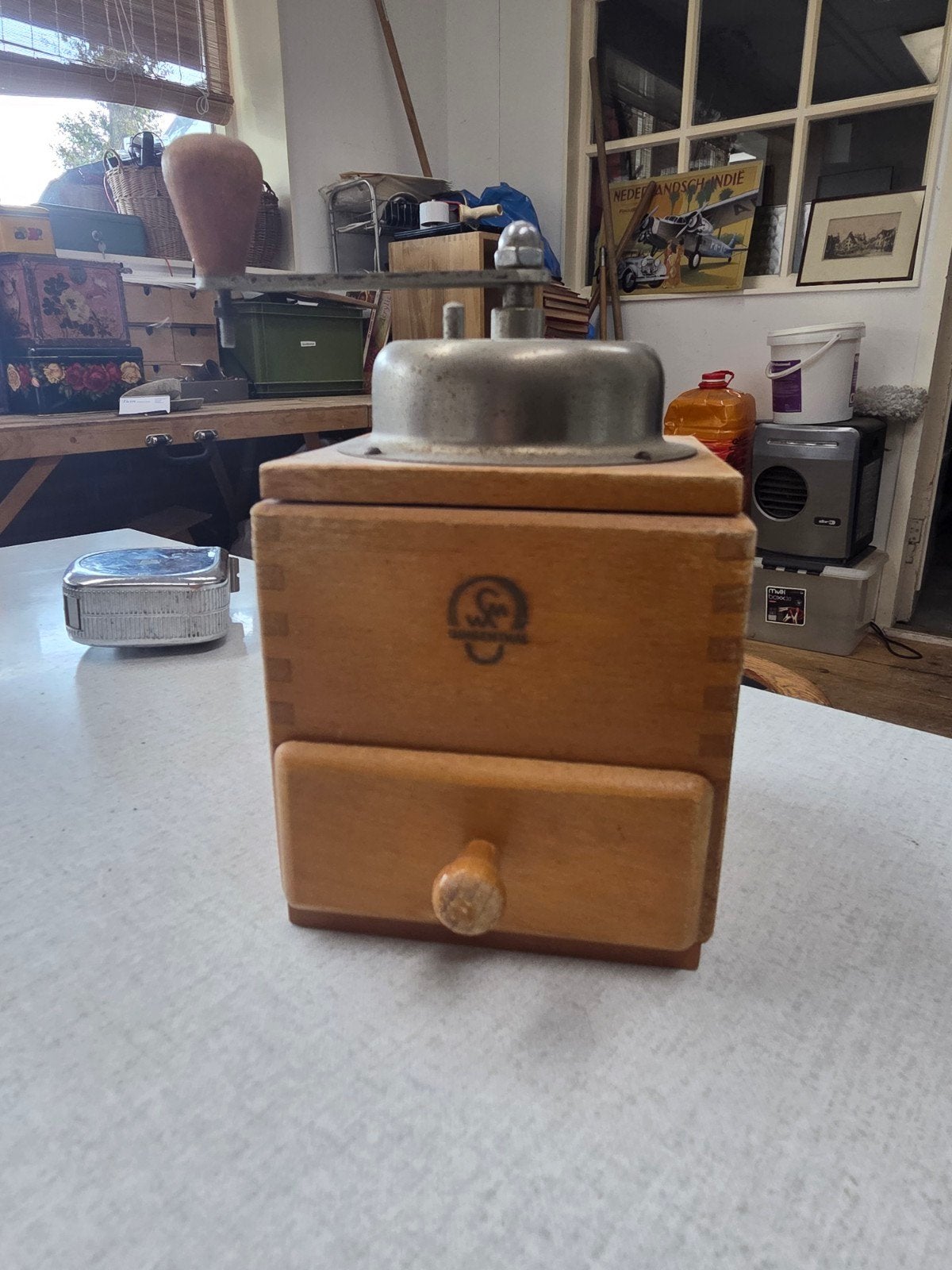 Vintage houten koffiemolen, Ophalen of Verzenden