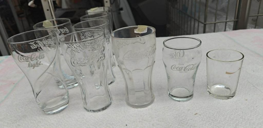 Coca-Cola glazen 9 stuks 5 verschillende, Verzamelen, Ophalen of Verzenden, Zo goed als nieuw, Frisdrankglas