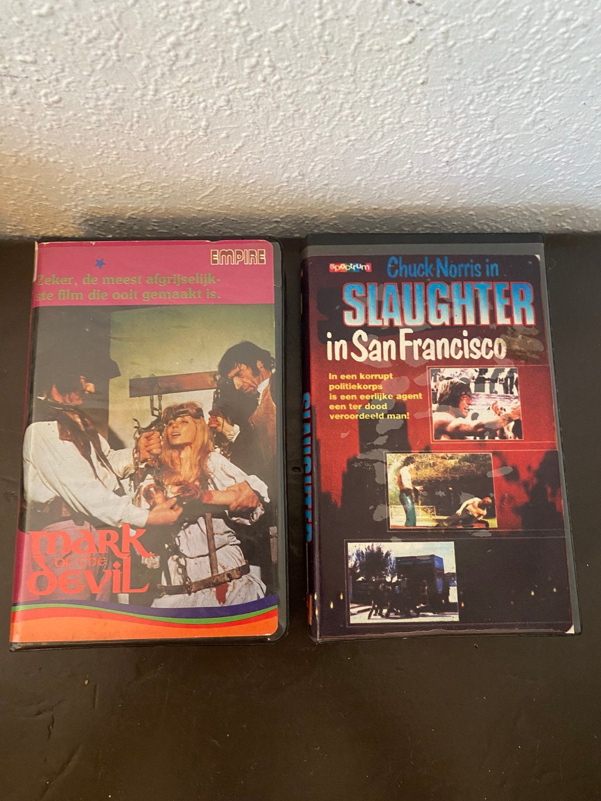 2 Betamax videobanden (Mark of the Devil, Slaugther in San.., Cd's en Dvd's, VHS | Film, Alle leeftijden, Ophalen of Verzenden