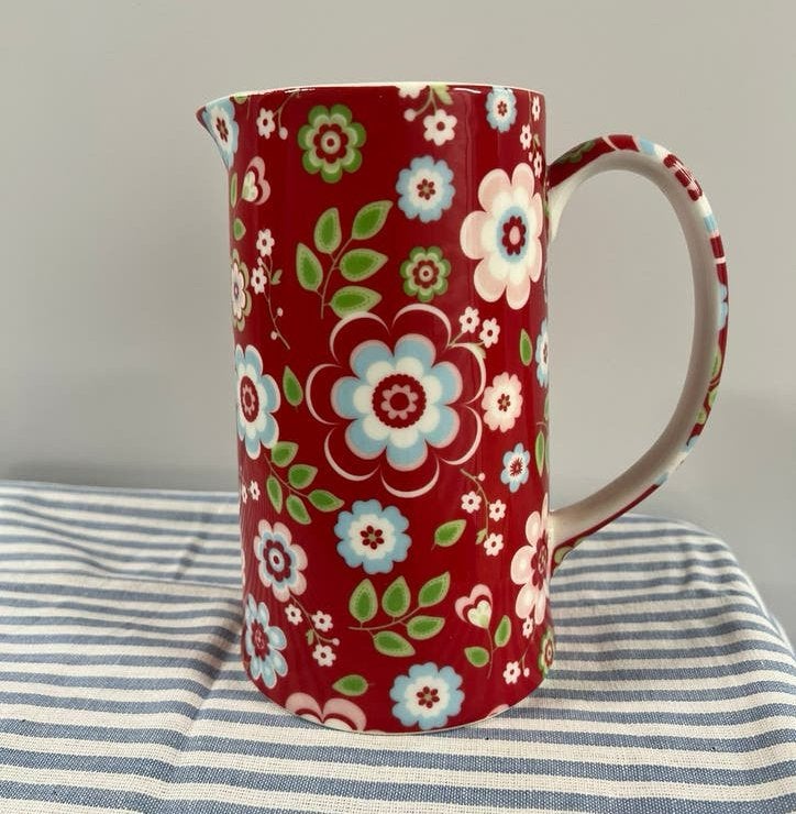 Greengate jug, 1 liter kan Greengate Mimi Red bloemen rood, Ophalen, Kan, Overige merken, Zo goed als nieuw