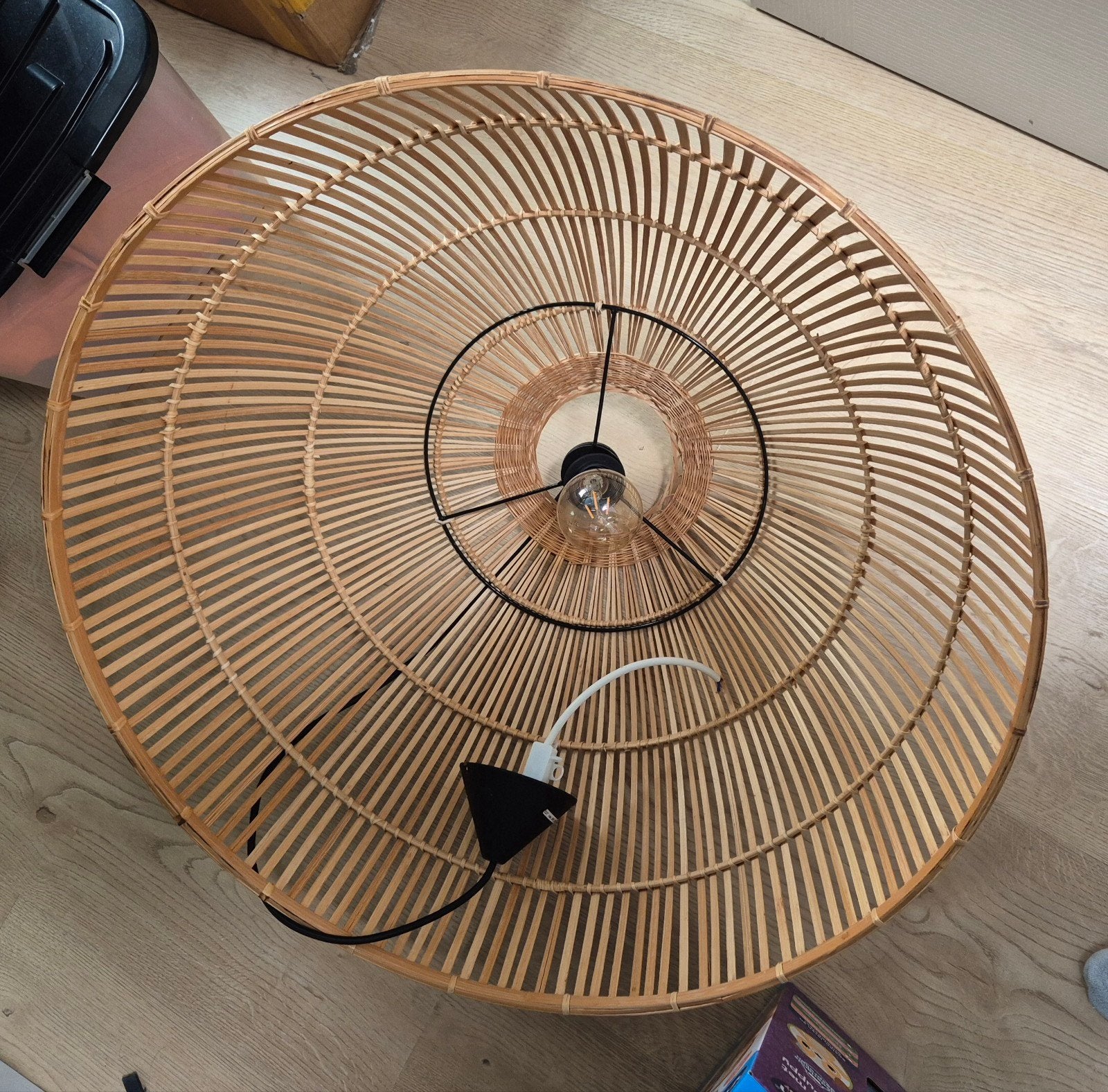 Stijlvolle rieten lampenkap - Natuurlijke sfeermaker, Ophalen, Natuurlijk materiaal, E27 (groot), Bohemian, Scandinavisch, Landelijk