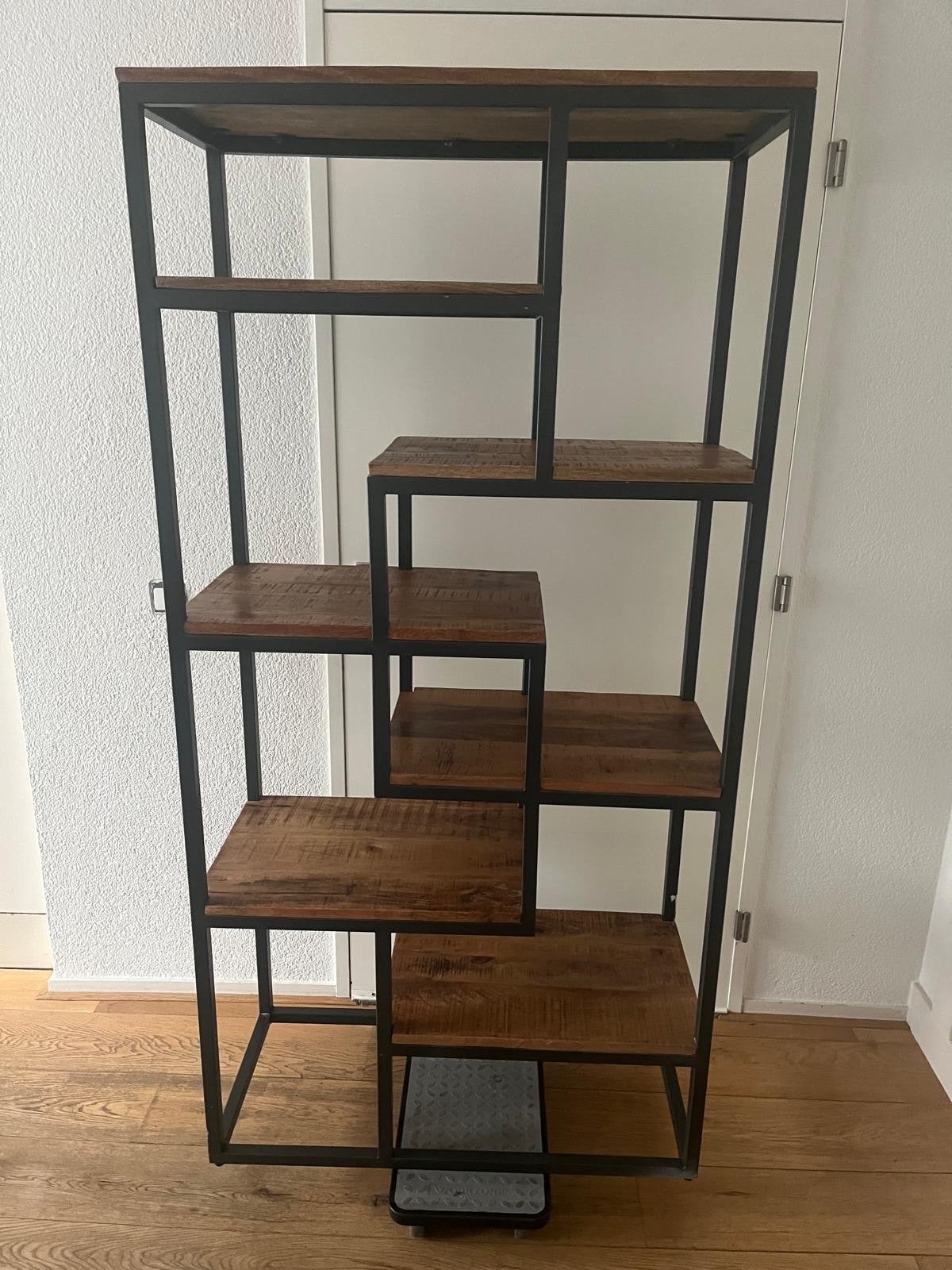 Industriële Wandkast Mango Hout en Metaal 180x90x40 cm, Ophalen, Met plank(en), Gebruikt, Minder dan 150 cm