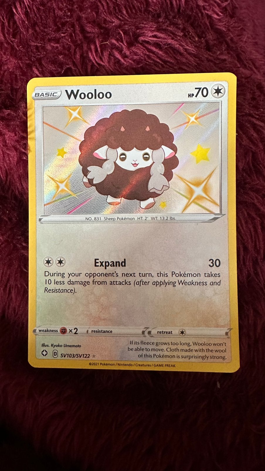 Pokemon Wooloo basic, Ophalen of Verzenden, Zo goed als nieuw, Losse kaart, Foil