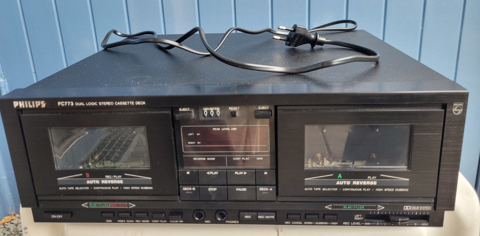 Philips Stereo Dubbel cassette deck  FC 773, Ophalen, Philips, High speed dubbing