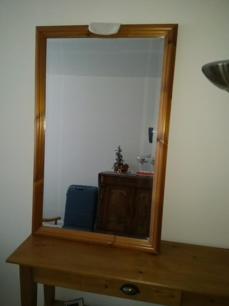 Grenen spiegel, Antiek en Kunst, Ophalen, Rechthoekig